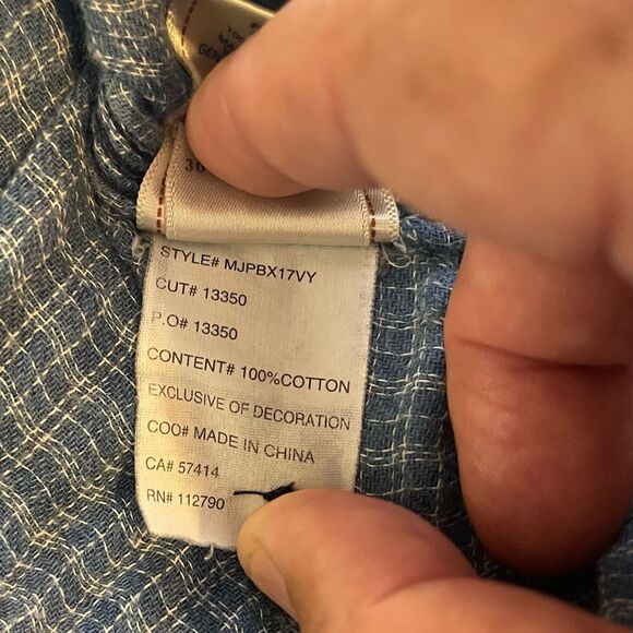 True Religion Flannel Workwear Shirt in Blue-White-Orange Plaid in Size Small - Picture 4 of 7